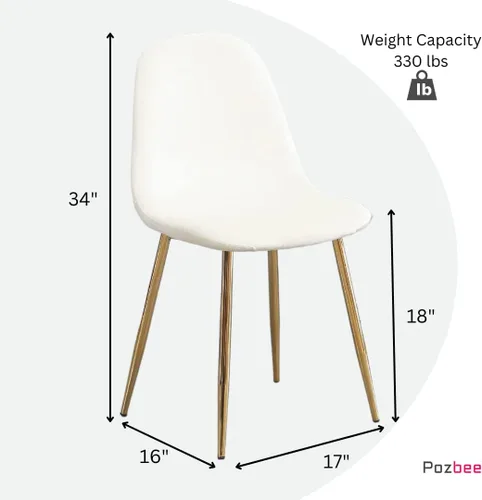 Miniatura 2 de Juego de 4 sillas de comedor de terciopelo crema, sillas de cocina modernas de mediados de siglo con patas cromadas doradas, elegantes sillas