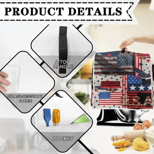 Miniatura 5 de Kitchen Aid - Funda acolchada para batidora de pie, se adapta a todos los modelos de cabezal inclinable y elevador de tazón, tela de poliéster suave