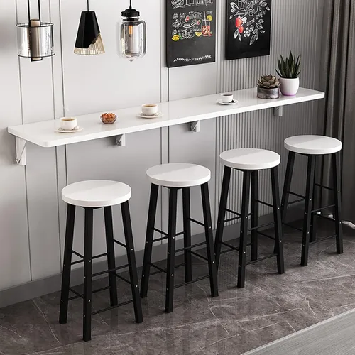 Mesa de comedor plegable montada en la pared, mesa plegable de madera, mesa larga y estrecha, adecuada para tienda de té con leche, mesa de bar,