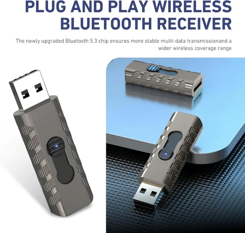 Miniatura 7 de Receptor inalámbrico USB para automóvil, adaptador de audio inalámbrico BT 5.3, adaptador de conector auxiliar de 0.138 in alimentado por USB