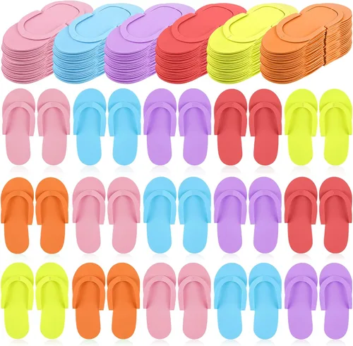 Miniatura 9 de Geyoga 48 pares de pantuflas desechables de pedicura de espuma, desechables, para spa, pedicura, para mujeres, salón de manicura, spa (coloridas)