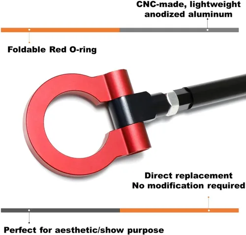 Miniatura 2 de iJDMTOY Anillo de gancho de remolque de estilo de carreras rojo compatible con Mercedes Benz W205 Clase C, X204 Clase GLK, X205 Clase GLC, W212 W213