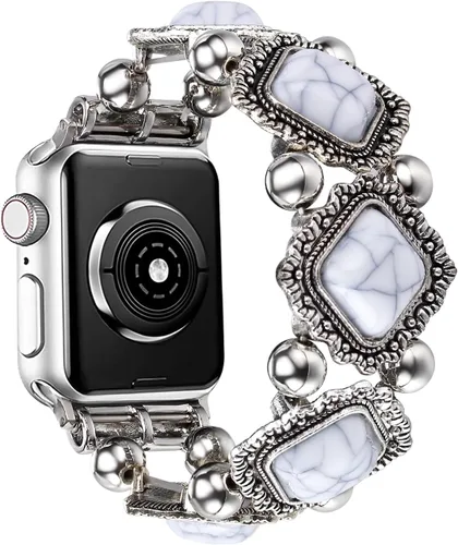 Miniatura 10 de Pulsera bohemia con cuentas compatible con Apple Watch Band para mujeres y hombres de 38/40/41/42/44/45/46/1.929 in, correa elástica estilo bohemio
