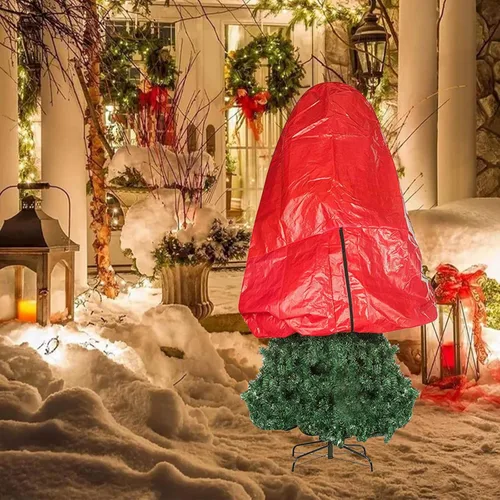 Miniatura 4 de MANMAOHE Bolsa de almacenamiento vertical para árbol de Navidad con cordón para árboles de hasta 7.5 pies, cubierta de almacenamiento impermeable a