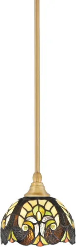 Miniatura 238 de Toltec Lighting Tallo Colgado Mini colgante, acabado de cobre negro, 3.5" cuadrado humo burbuja vidrio