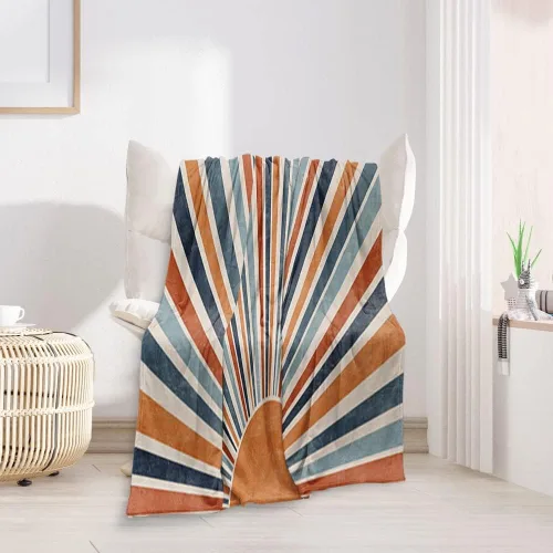Miniatura 12 de Manta moderna abstracta de color negro y beige, manta bohemia de franela de doble cara, adecuada para adultos y niños en el sofá, automóvil, siesta