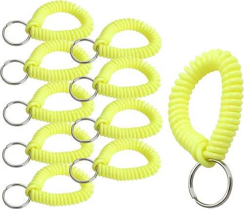 Miniatura 13 de Lucky Line - Resorte de muñeca en espiral de 2 pulgadas de diámetro con llavero de acero, multicolor, pulsera flexible para muñeca, se estira hasta