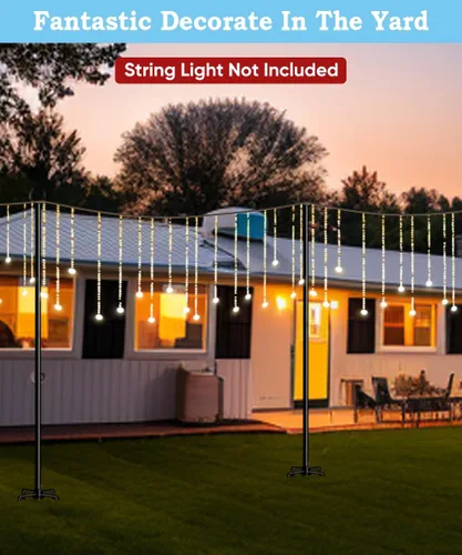 Miniatura 2 de Soporte de poste de luz de 10 pies, cadena de luces para colgar al aire libre, uso para patio trasero, jardín, patio, fiesta, festival, boda
