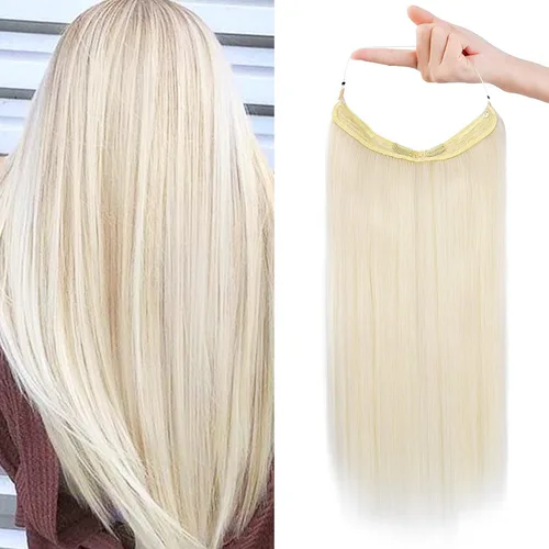 Miniatura 18 de REECHO - Extensiones de cabello con alambre invisible y con cintillo transparente, tamaño ajustable, clips seguros extraíbles, cabello lacio, diseño