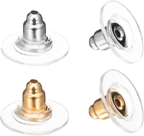 DSOMHZ Parte trasera de aretes para orejas caídas/tachuelas/aretes pesados, 100 piezas de levantadores de aretes de bala (plata y oro)