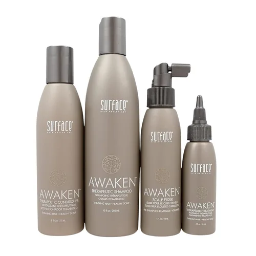 Surface Hair Kit Awaken: champú, acondicionador, elixir de cuero cabelludo y tratamiento terapéutico - para adelgazar el cabello, pérdida de cabello