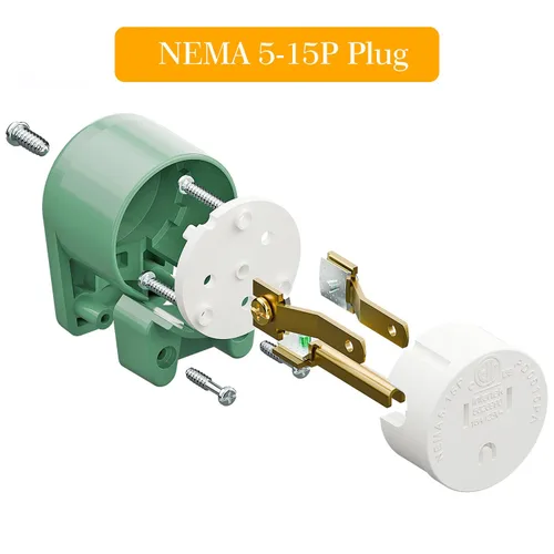 Miniatura 4 de Nema 5-15P Enchufe de ángulo recto de 90 grados, enchufe Plugrand 15A 125V en ángulo, enchufes de CA de 3 clavijas DIY de 3 clavijas, enchufes de CA