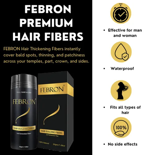 Miniatura 2 de FEBRON Fibras capilares para el cabello fino marrón oscuro para mujeres y hombres, corrector de pérdida de cabello, polvo para el cabello, base