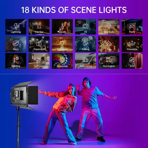 Miniatura 3 de GVM - Luz de video RGB 1500D, luz de fotografía de 75 W con control Bluetooth, panel de luz LED para fotografía, estudio de YouTube, grabación