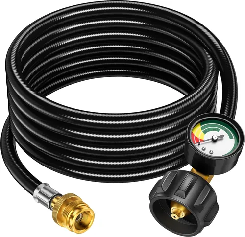 Adaptador de manguera de propano de 12 pies de 1 libra a 20 libras con medidor, adaptador de tanque de propano de 20 libras a 1 libra convertidor,