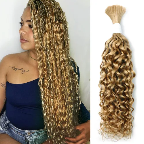 Miniatura 31 de Liqusee Cabello Humano para Trenzar 3.53 oz Un Paquete 14 Pulgadas Negro Natural Ondulado Rizado a Granel Cabello Humano para Trenzar Sin Trama 100%