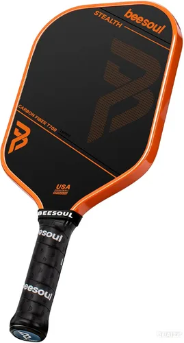 Miniatura 9 de Beesoul Paleta de pickleball con superficie de fibra de carbono sin procesar termoformada T700, construida para máxima potencia de giro y control