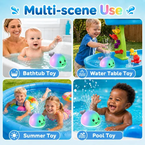 Miniatura 5 de Gigilli - Juguetes de baño para bebés, juguetes de baño magnéticos recargables para niños, bañera para niños pequeños, piscina, mesa de agua