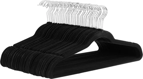 Miniatura 12 de Amazon Basics - Juego de 100 perchas para ropa, delgadas, antideslizantes y de terciopelo, color negro