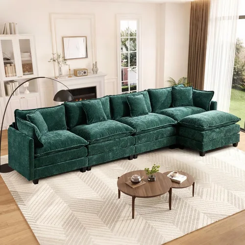 Miniatura 79 de Sofá seccional modular convertible de 76.7", sofás de dos plazas de chenilla con asiento profundo y cojines tipo loveseat para sala de estar, Beige
