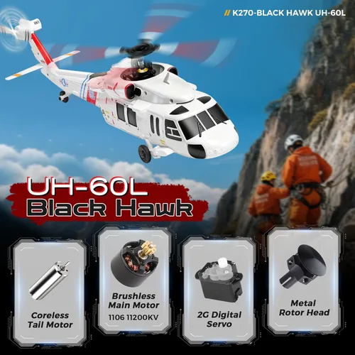 Miniatura 2 de CKYSCHN UH60L Black Hawk Helicóptero RC sin escobillas 4CH, WLtoys K270 Helicóptero de control remoto con posicionamiento de flujo óptico