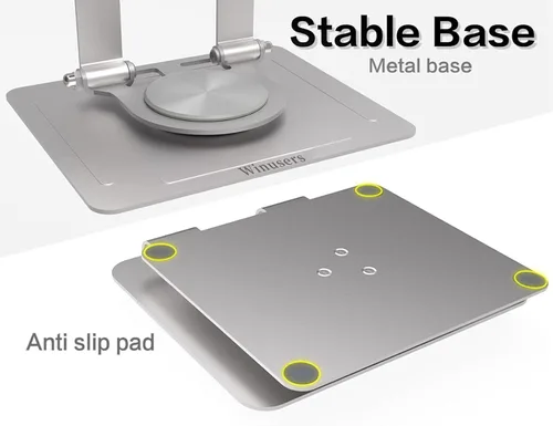 Miniatura 6 de Soporte para tablet para escritorio, soporte ajustable para tableta de escritorio, tableta plegable con base giratoria de 360 grados para iPad Pro