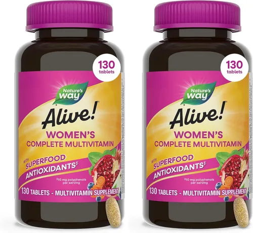 Miniatura 11 de Nature's Way ¡Alive! Multivitamínico completo para mujeres, vitamina diaria para mujeres apoya el metabolismo de la energía celular, cabello, piel