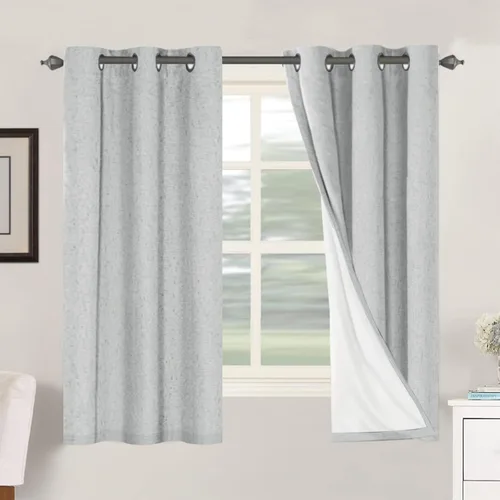 Miniatura 11 de H.VERSAILTEX Cortinas opacas de lino de 72 pulgadas de largo, 100% absolutamente opacas, con aislamiento térmico, con textura de lino, cortinas