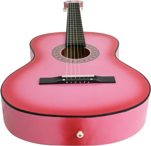 Miniatura 3 de Kit combinado de guitarra acústica rosa de 38 pulgadas para niños, adolescentes, principiantes, amantes de la música, con bolsa de concierto