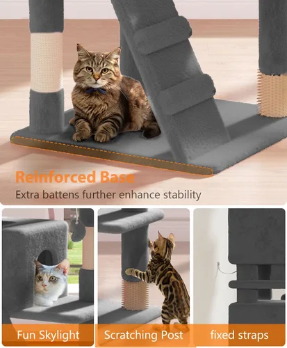 Miniatura 7 de OS MOTOR Torre de árbol para gatos de 70 pulgadas para gatos de interior y adultos, árbol de gato lindo y moderno para gatos grandes, 20 libras