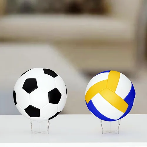 Miniatura 7 de Soporte de pelota acrílico grande HEMYLU 4.7x2.6 Pulgadas, paquete de 2 soportes de exhibición para fútbol, baloncesto, fútbol, claro, soporte