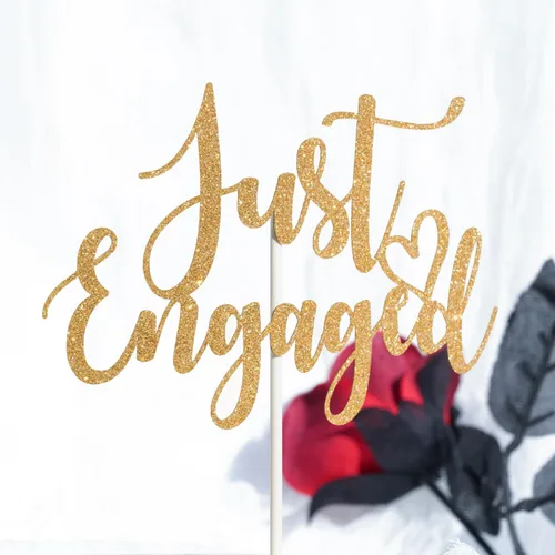 Miniatura 6 de Decoración de pastel Just Engaged para decoraciones de fiesta de compromiso, decoración de tartas con texto en inglés "We Engaged", decoración