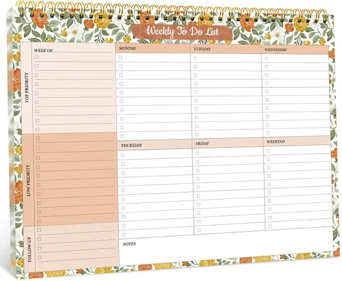 Miniatura 15 de Taja Bloc de notas semanal con 52 hojas sin fecha (8.5 x 11 pulgadas), planificador semanal de escritorio para mujeres y hombres, trabajo y hogar