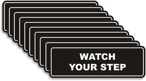 Miniatura 47 de Signs ByLITA Letrero estándar para pared o puerta con texto en inglés «Watch Your Step», señalización de salud y seguridad (negro), mediano