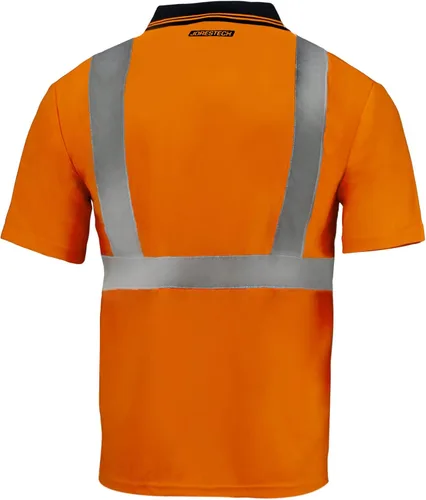 Miniatura 4 de JORESTECH Polo de alta visibilidad, ANSI clase 2, ropa de trabajo de seguridad, tela Birdseye con cinta reflectante