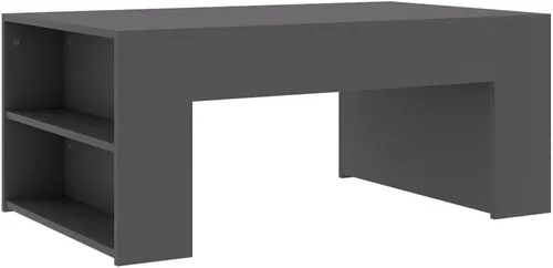Miniatura 3 de Mesa de centro de madera de ingeniería gris, mesa rectangular de sala de estar con acabado mate, 39.4 x 23.6 pulgadas, mesa moderna de centro
