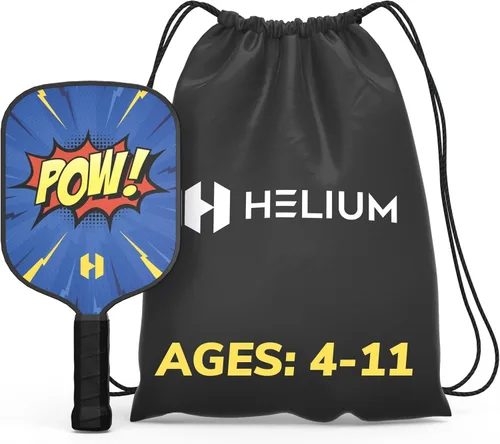 Helium Paleta de pickleball para niños, paleta de tamaño infantil para niños de 12 años en adelante, núcleo de panal ligero, cara de golpe de