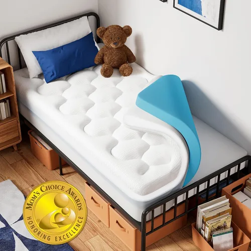 Miniatura 25 de OhGeni - Cubrecolchón de espuma viscoelástica de 2 pulgadas con funda, funda de cama suave con base antideslizante, mejorado con gel refrescante