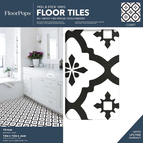 Miniatura 2 de FloorPops FP2480 Comet - Azulejos adhesivos para el suelo, color negro