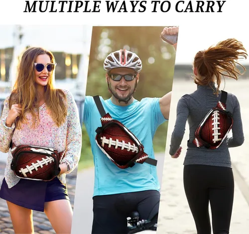 Miniatura 6 de Riñonera de fútbol americano para hombres y mujeres, bolsa cruzada de fútbol con correa ajustable, bolsa impermeable para viajes, caminar, correr