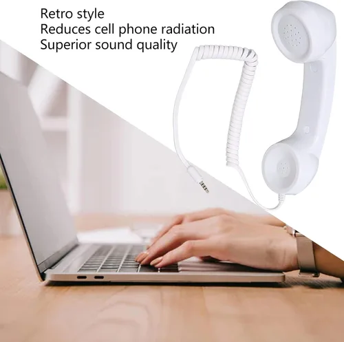 Miniatura 2 de Auricular retro para teléfono, receptor de teléfono celular, receptor de teléfono celular multifunción a prueba de radiación con enchufe de sonido