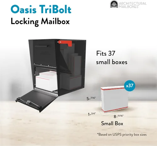 Miniatura 3 de Architectural Mailboxes Oasis TriBolt - Buzón de buzón con bloqueo de montaje, color negro, XL Galvanized steel build for outside with a