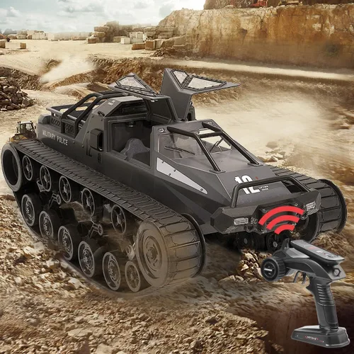 Miniatura 3 de Mostop Tanque Oruga de Control Remoto de Alta Velocidad Todoterreno 4WD Carro RC 2.4 GHz Camión del Ejército RC Tanque de Deriva 1/12 Tanque RC