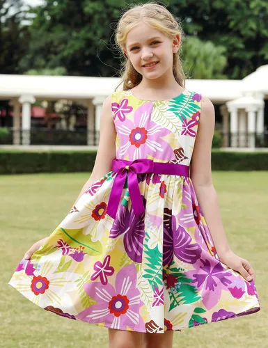 Miniatura 201 de Vestido de verano para niña, de algodón, con diseño floral