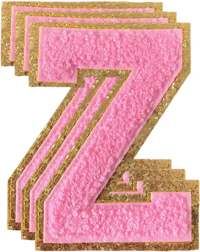 Miniatura 155 de 3 parches de números de chenilla negra, tamaño grande de 4-1/2" parches de números para planchar, parches universitarios para ropa, 8" Borde oro rosa