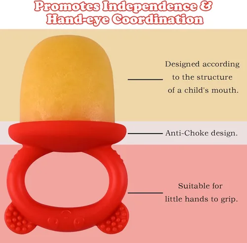 Miniatura 3 de WMKGG Moldes para paletas de bebé, moldes de paletas de leche materna para aliviar la dentición con palos, bandeja congelador de alimentos para Rojo