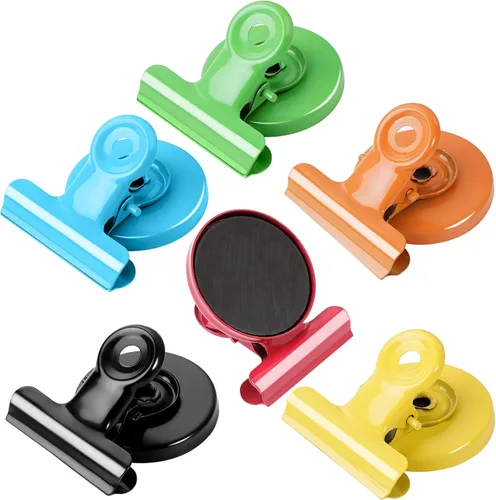 Miniatura 15 de VNDUEEY Paquete de 6 imanes para refrigerador, imanes para refrigerador, clips magnéticos negros, imanes para pizarra blanca, clips magnéticos