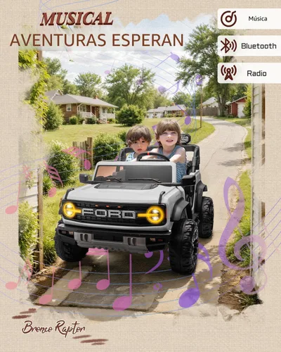 Miniatura 6 de First Ride On - Coche de juguete con licencia Ford Bronco Raptor de 24 V y 2 plazas para niños, coche eléctrico con batería, control remoto