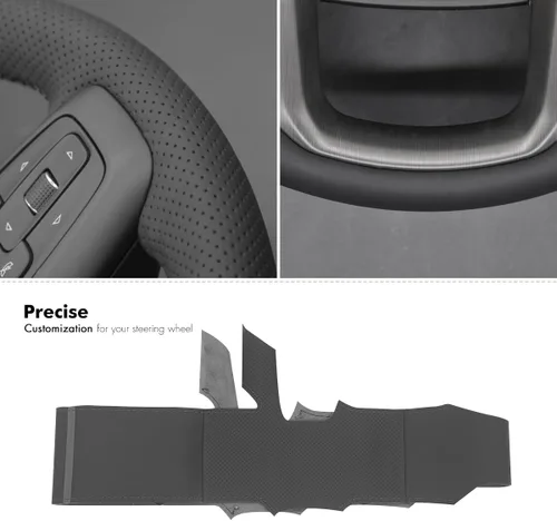 Miniatura 4 de MEWANT Funda para Volante para GMC Sierra 1500 / Sierra 1500 Limited/Sierra 2500 / Sierra 3500/ Yukon (XL) Envoltura de Volante Cosida a Mano