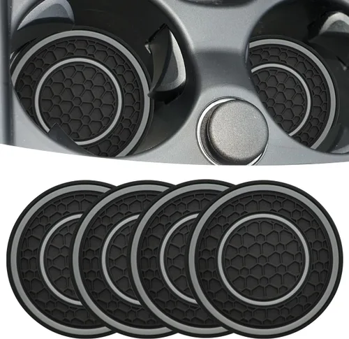 Miniatura 16 de Posavasos para automóvil, universales, impermeables, antideslizantes, portavasos a prueba de filtraciones, accesorios para el interior del Negro